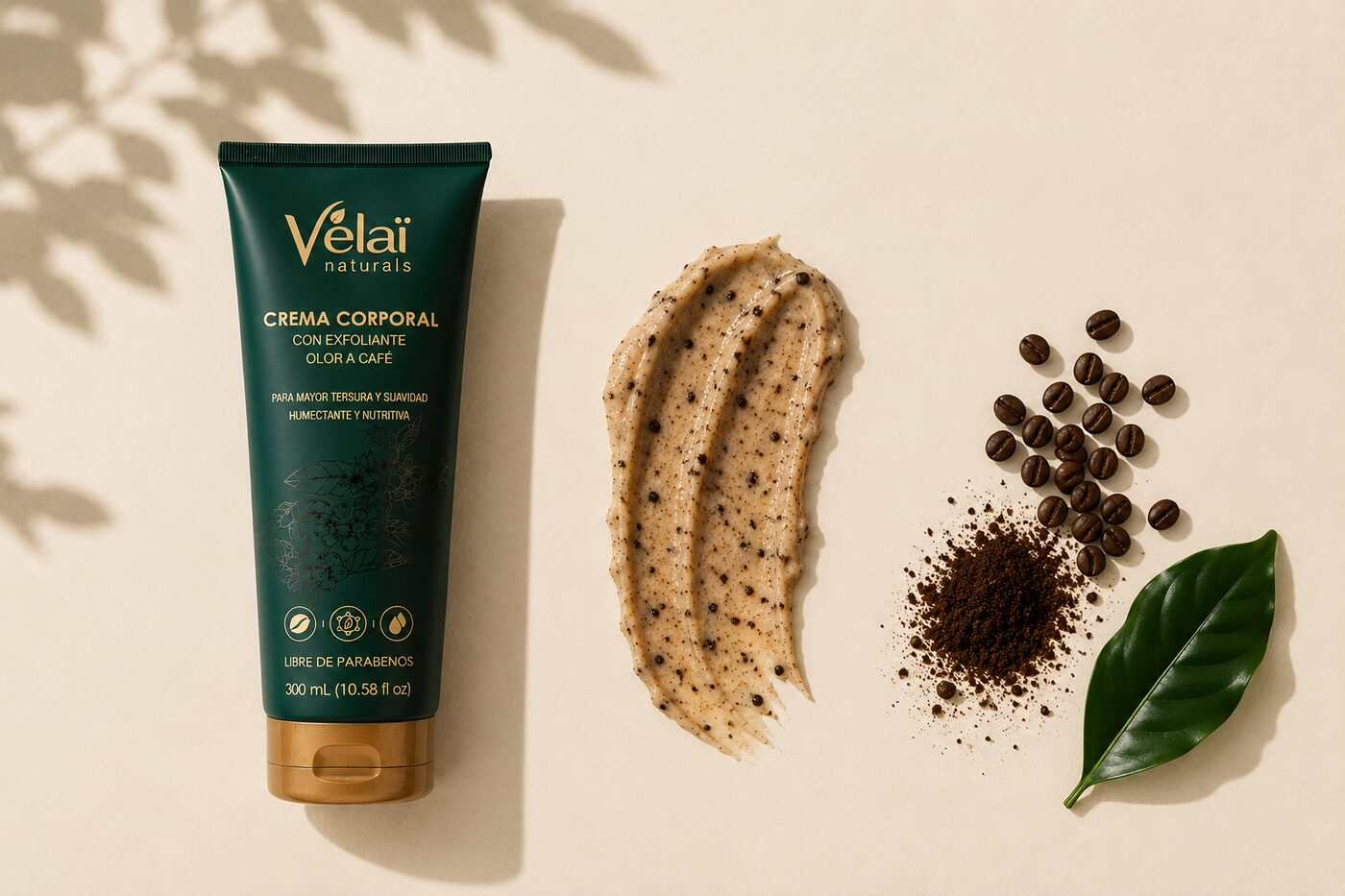 Textura de la crema exfoliante con granos de café visibles
